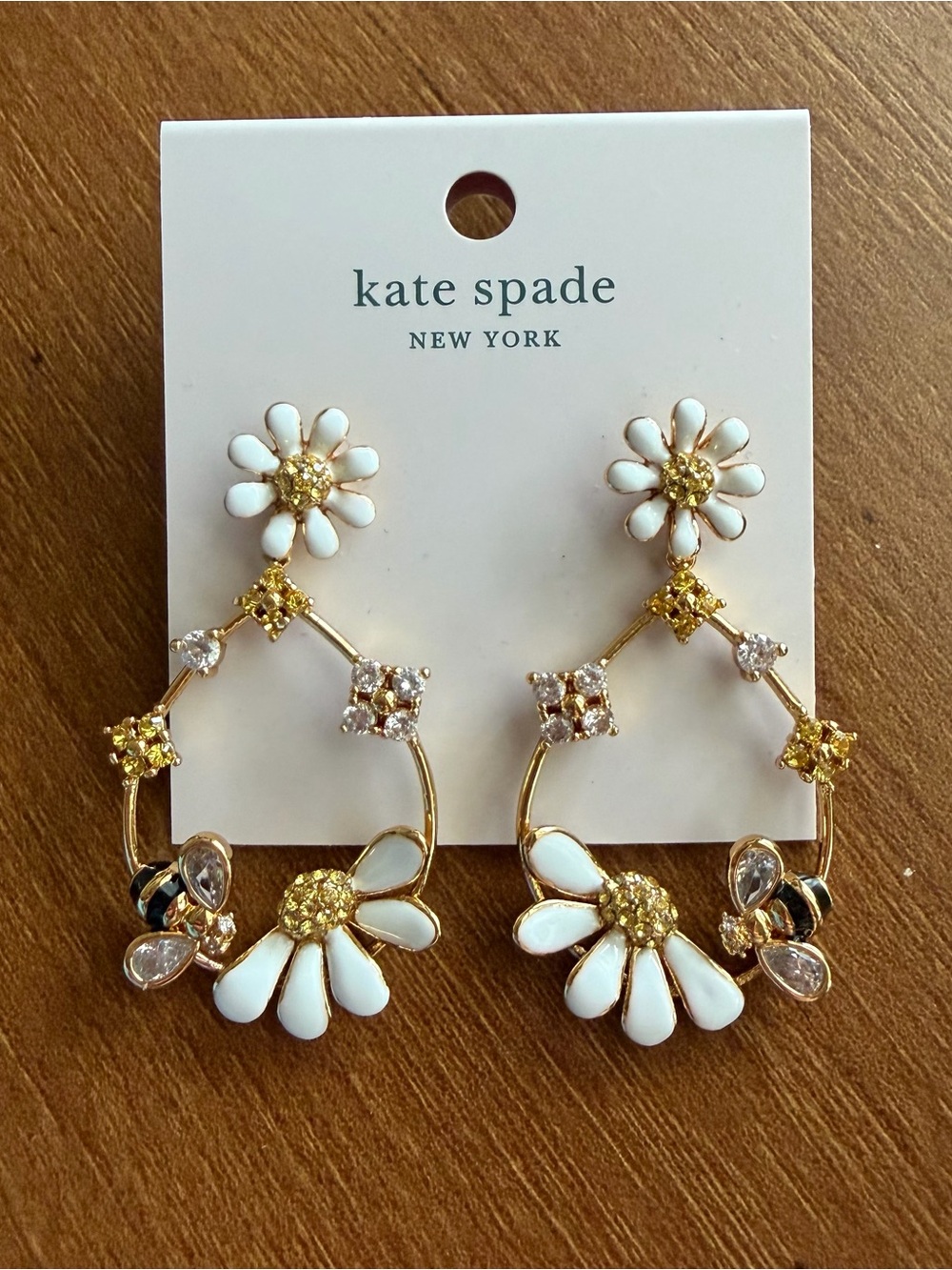 NEW Kate Spade Dazzling Daisies Statement Dangling Earrings K8021 Bumblebee Drop